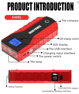 Pin ô tô di động 12V Bộ khởi động nguồn tự động Bộ sạc pin 10000mAh