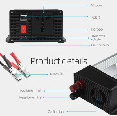 Biến tần năng lượng mặt trời gắn trên xe 500W 12 v đến 220v Home 5v 2.1a với USB kép
