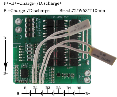 Pin 18,5V 30A 5S LTO BMS Độ dày 1,6mm cho gói pin Lithium Ion