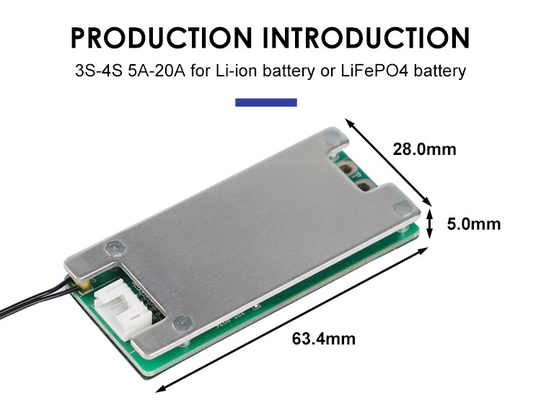 10A 4S Smart BMS, bảng bảo vệ pin 12v với bộ cân bằng Độ dày 2mm