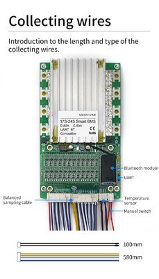 Bảng bảo vệ pin thông minh, BMS với bộ cân bằng 17S-24S 80A với BT UART 60V 72V
