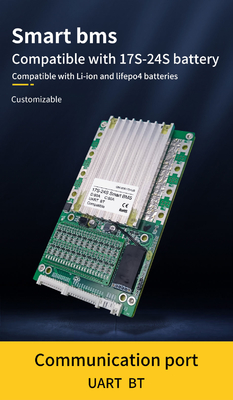 Bảng bảo vệ pin thông minh, BMS với bộ cân bằng 17S-24S 80A với BT UART 60V 72V
