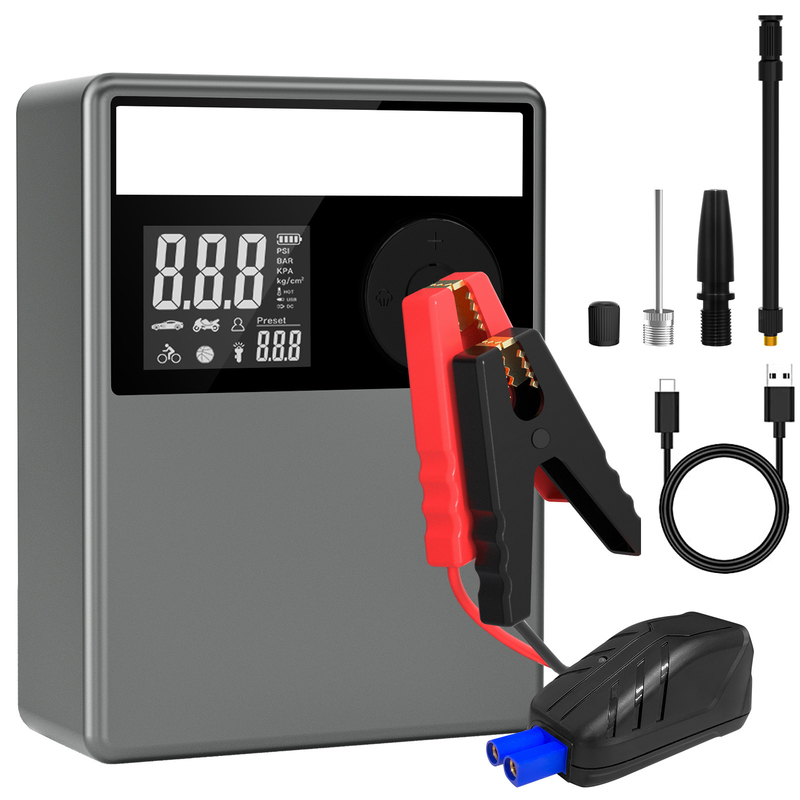 Bộ Nguồn Jump Starter Với Máy Nén Khí 12V 2000A 12000MAH Tăng Áp Pin Ô Tô Bộ Sạc Pin Ô Tô Di Động